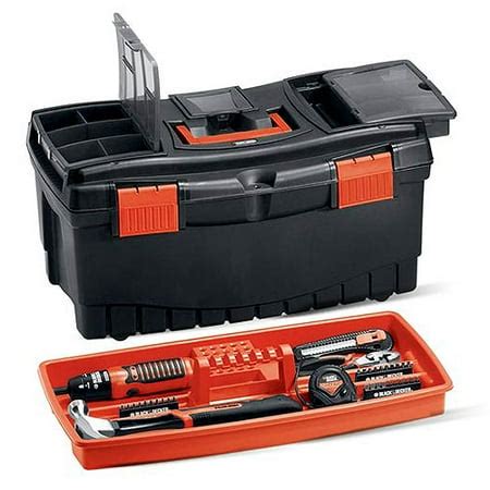 black and decker metal tool box|black decker open toolbox.